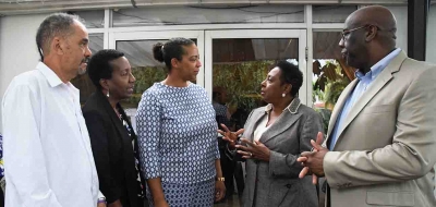 Minister of Culture, Gender, Entertainment and Sport, the Honourable Olivia Grange in conversation with Olayinka Jacobs-Bonnick, Director, Jamaica and Caribbean British Council (third left); Frankie Campbell, Chairman, Jamaica Association of Vintage Artistes and Affiliates; Karen Smith, President of the Jamaica Federation of Musicians and Affiliates Union and Howard McIntosh, Chairman, Entertainment Advisory Board (left to right), at the Seminar on ‘Estate Planning, Financing and Pensions’ held at the Terra Nova Hotel in Kingston on Wednesday.