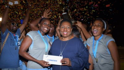 Sport Minister, Olivia Grange with the INSPORTS all-island community champions